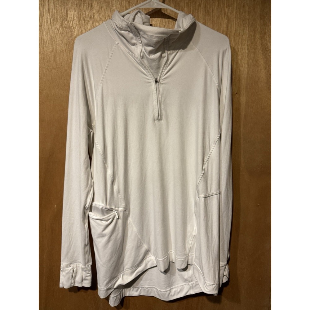 Lululemon Race With Grace White 1/2 Zip Mint Green Pullover Pockets Size 12 (K)
